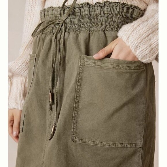 Anthropologie LINEN Blend Moss Green Utility Mini Skirt Size XL - Picture 2 of 16